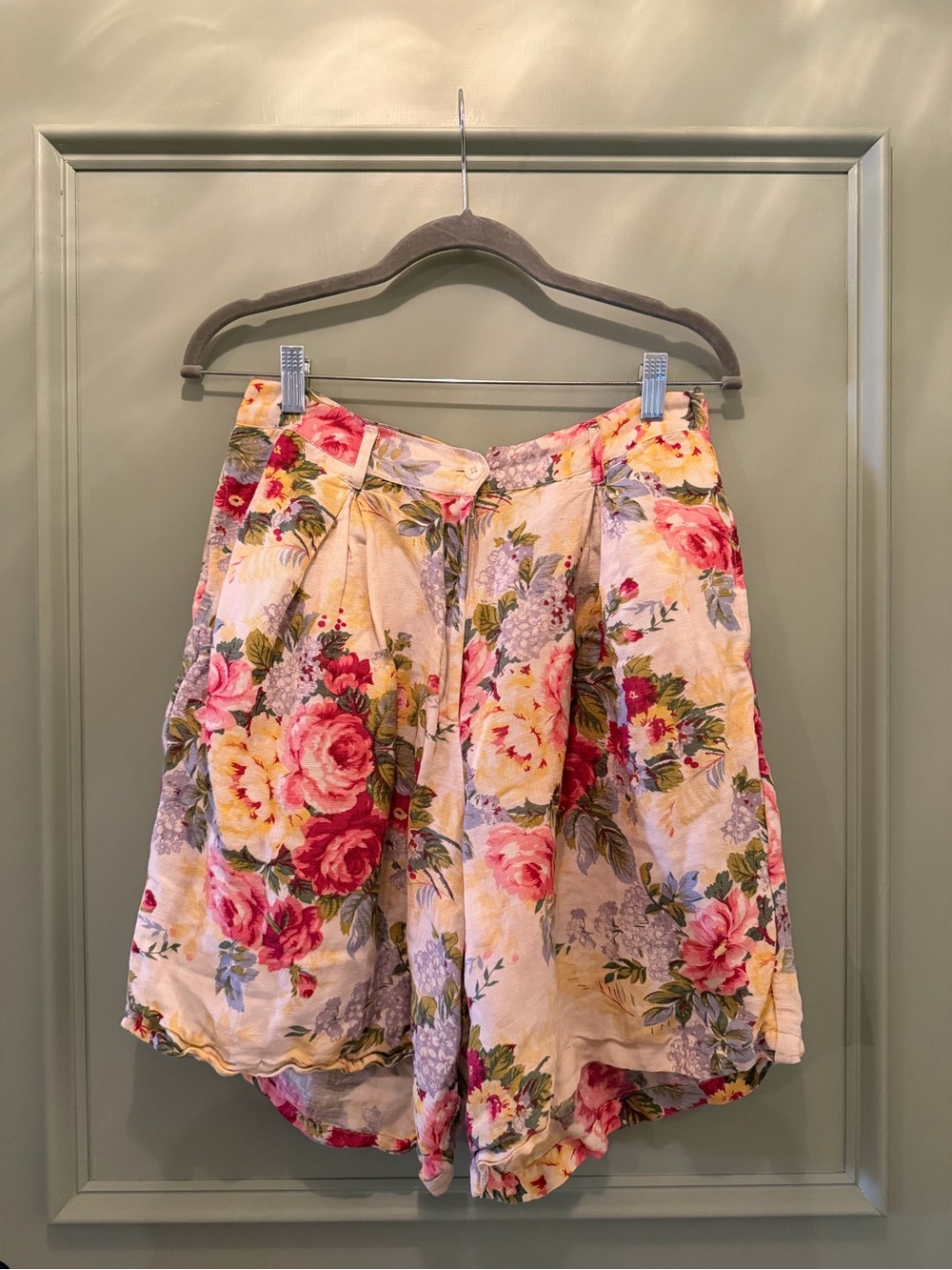 Ultra Pink High-Waist Floral Shorts in Pink, Yellow & Green